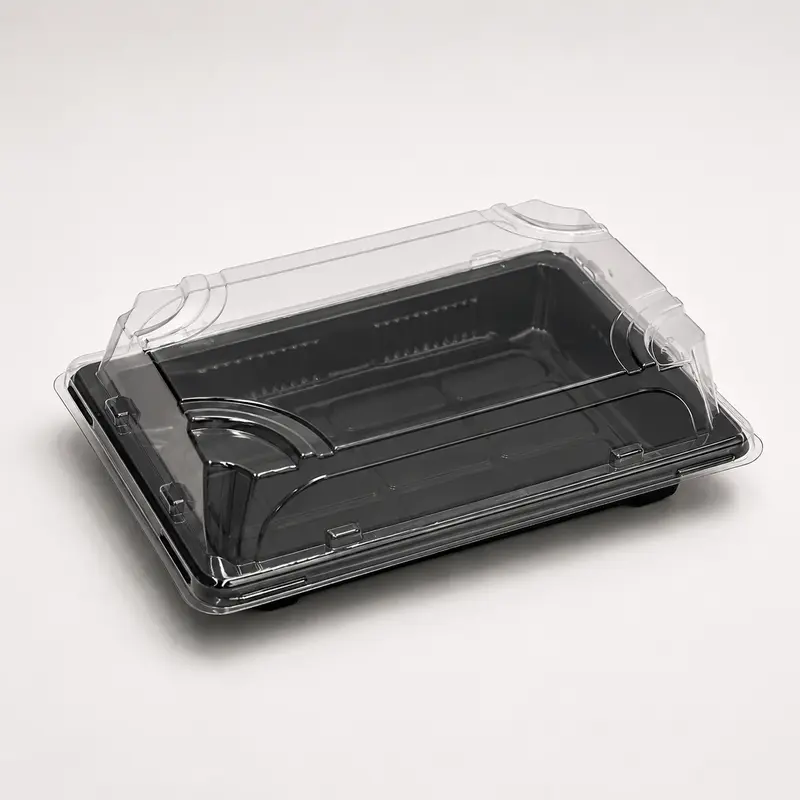 Sushi-Box S 165 x 118 x 50 mm, PET, schwarz, inkl. Deckel, 500 Sets