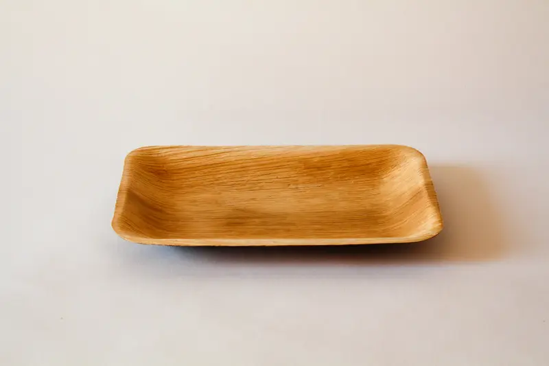 Teller Palmblatt eckig – 15x25cm, Braun, 200 Stk.