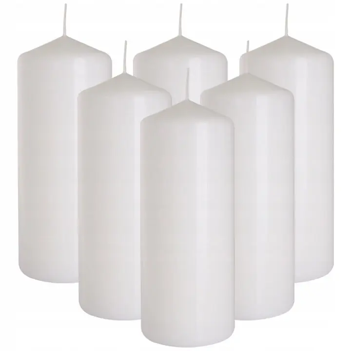 Tischkerzen Zylinder 15,5cm Weiß 6er Set