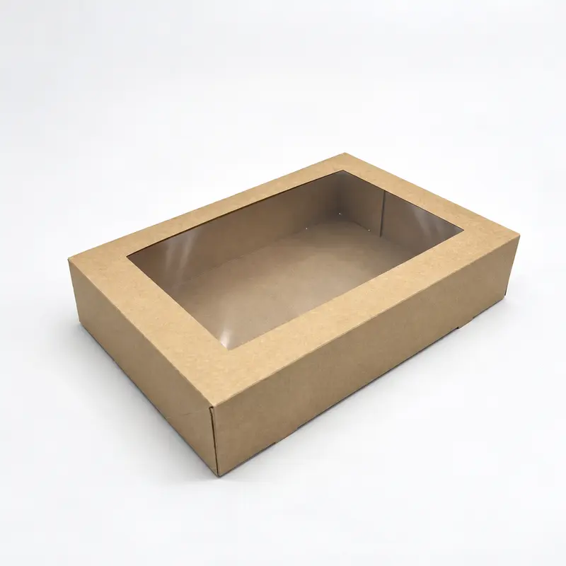 Transportkarton Pappe 36 x 25 x 8 cm, Nature, mit Sichtfenster, 100 Stk.