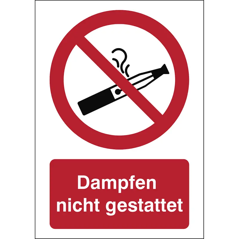 Verbotsschild - Dampfen von E-Zigaretten nicht gestattet