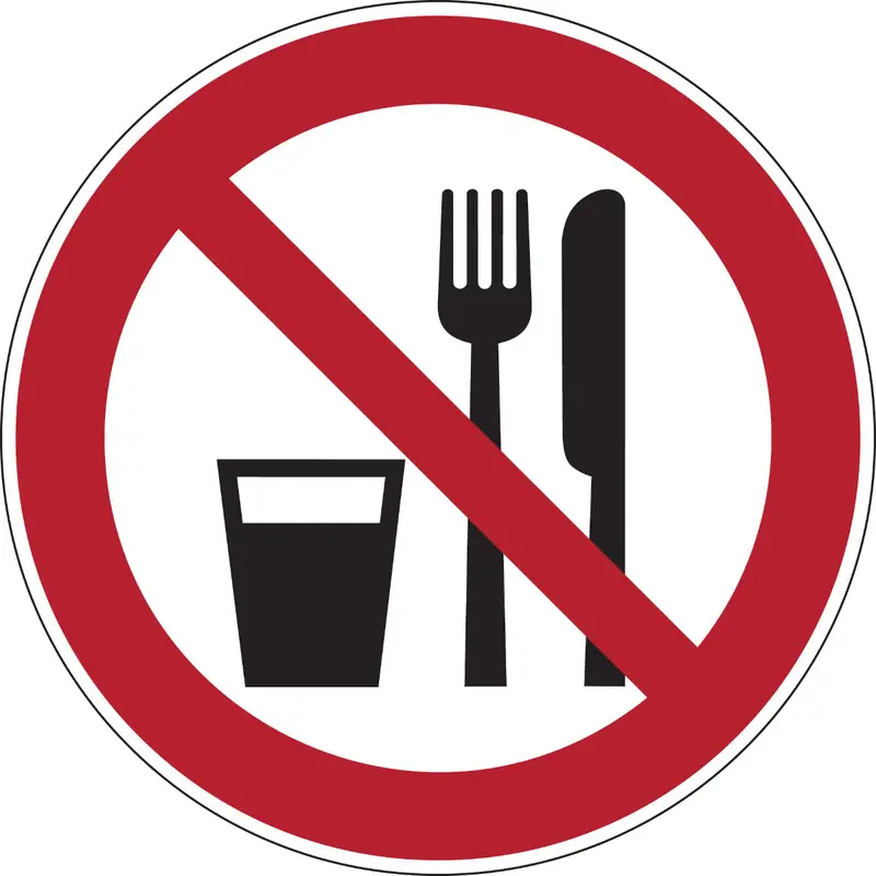 Verbotsschilder - Essen und Trinken verboten