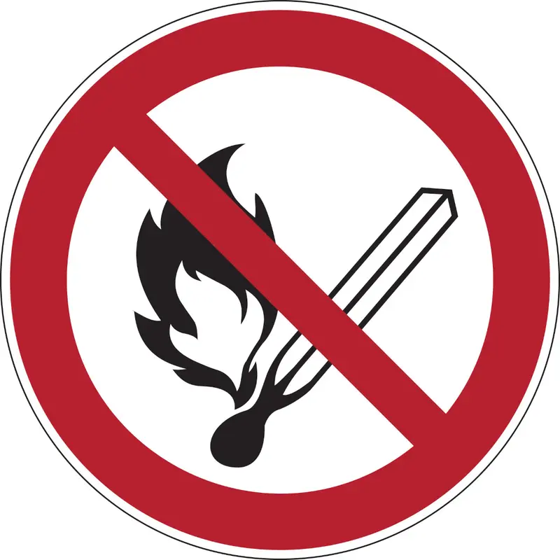 Verbotsschilder - Feuer, offenes Licht und Rauchen verboten