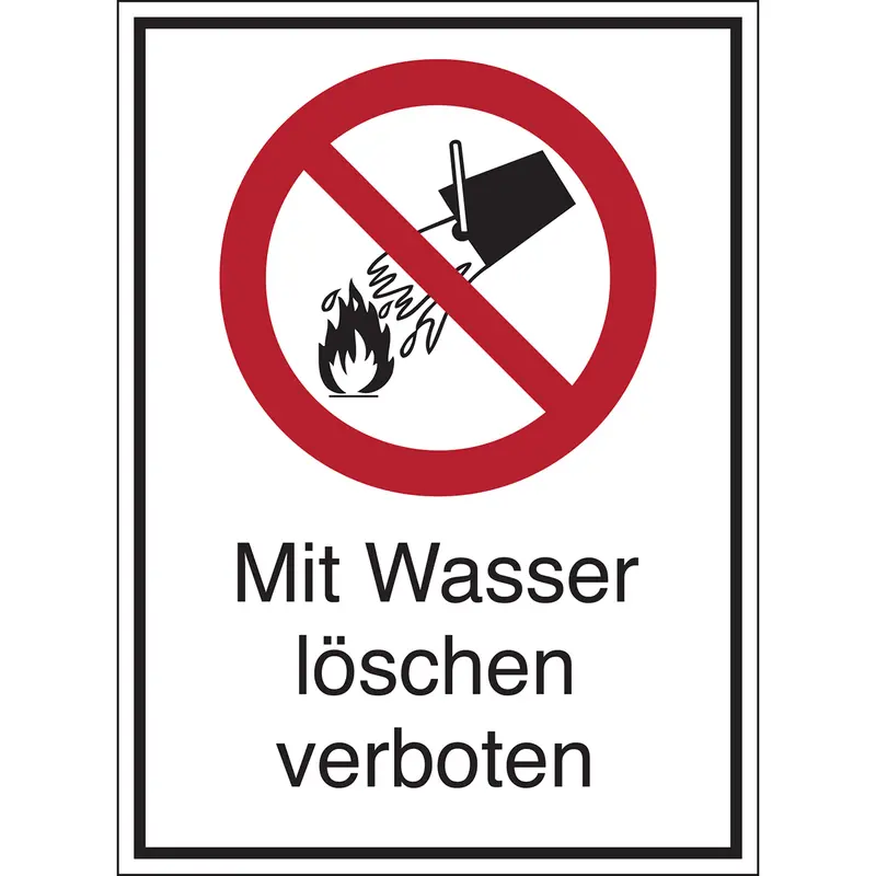 Verbotsschilder - Mit Wasser löchen verboten