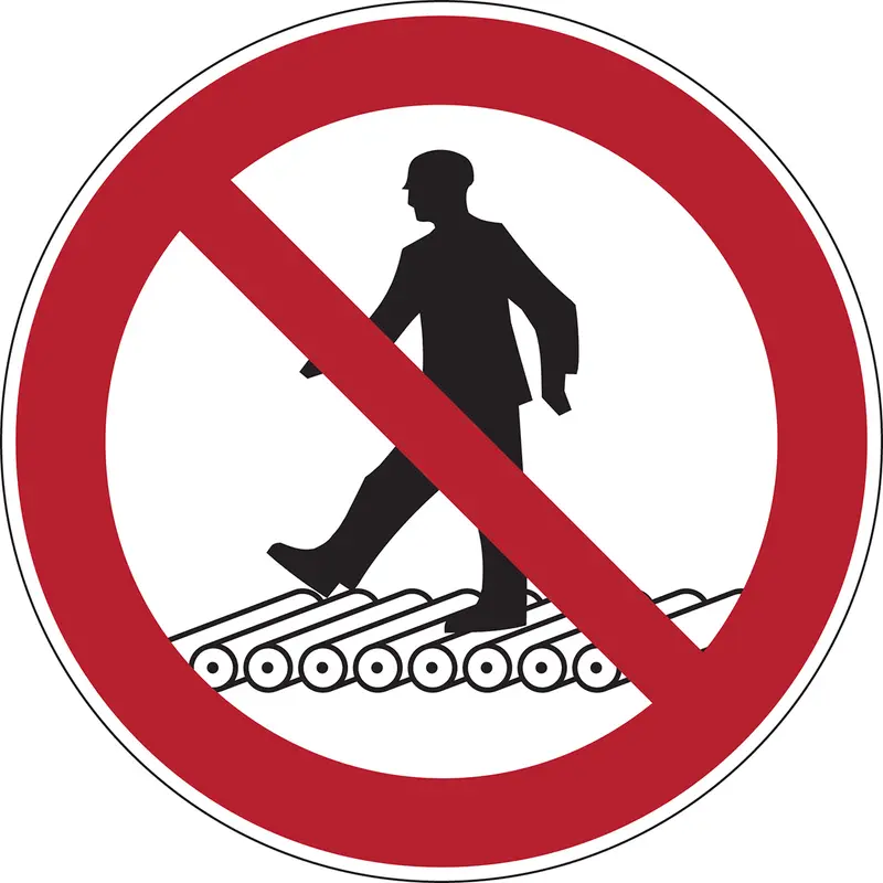 Verbotsschilder - Nicht auf Rollenbahn treten