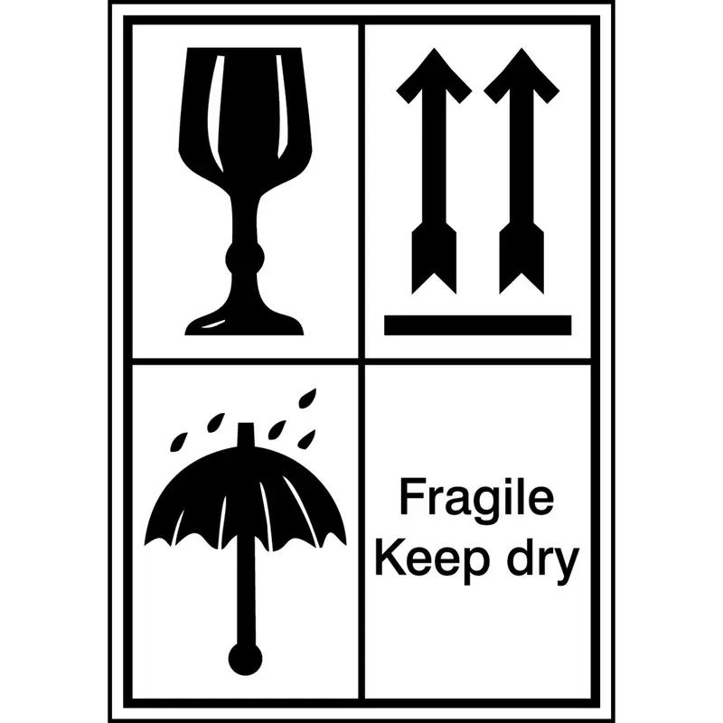 Verpackungsetiketten - Fragile, Keep dry (englischer Text)