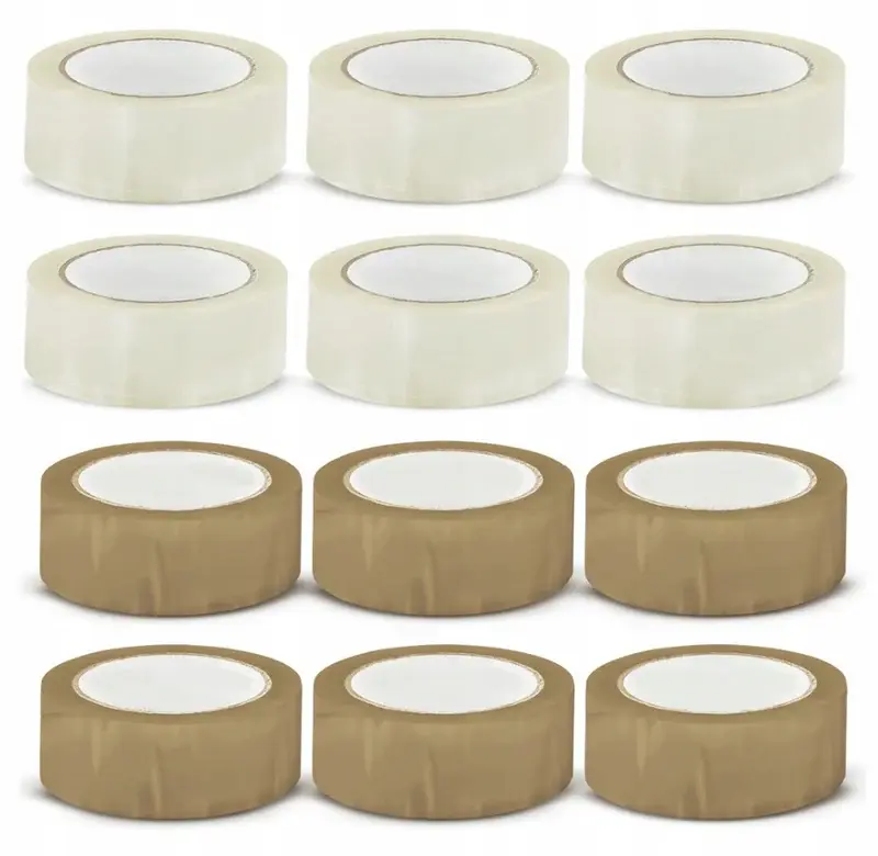 Verpackungsklebeband 48/100y Transparent + Braun 90 m 55 µm – 12 Stück