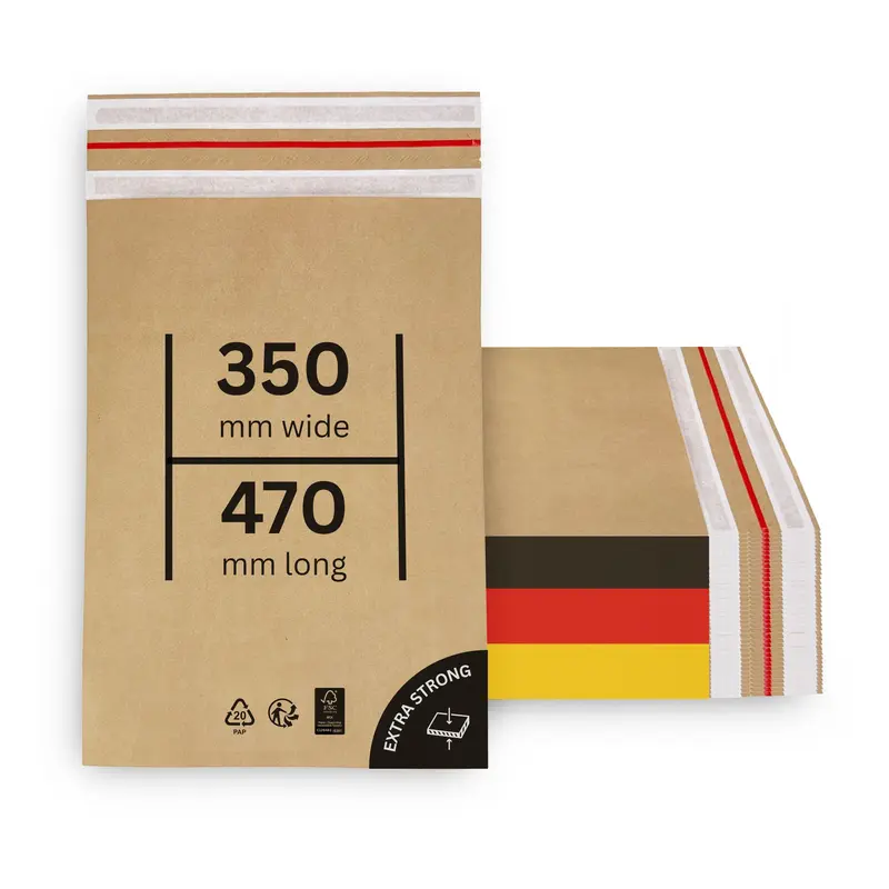 Versandtaschen - Kraftpapier 350 x 470 + 70 mm 70 g/m² - 100 Stück