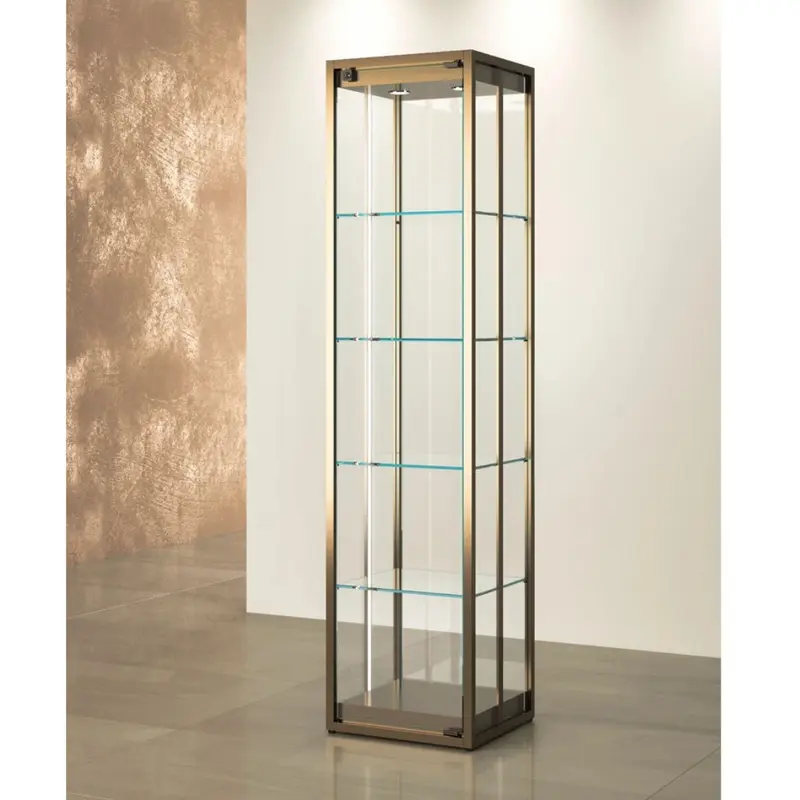 Vitrine armoire d'exposition verre trempé et LED – étagères réglables