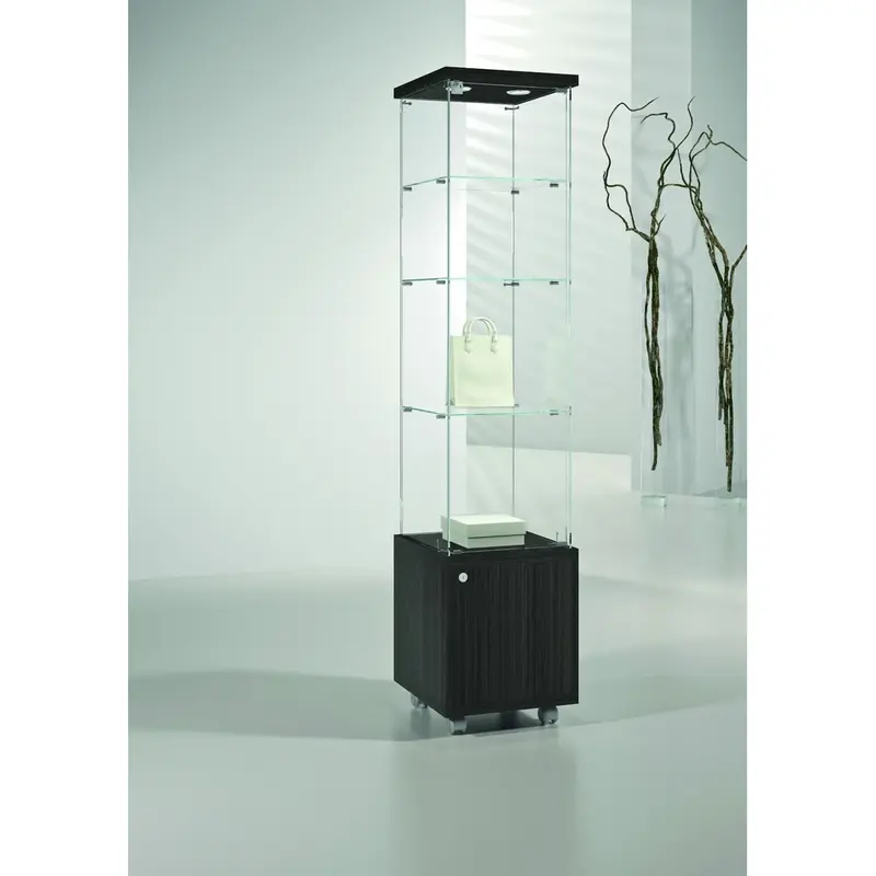 Vitrine armoire en verre trempé avec box de rangement — avec ou sans LED