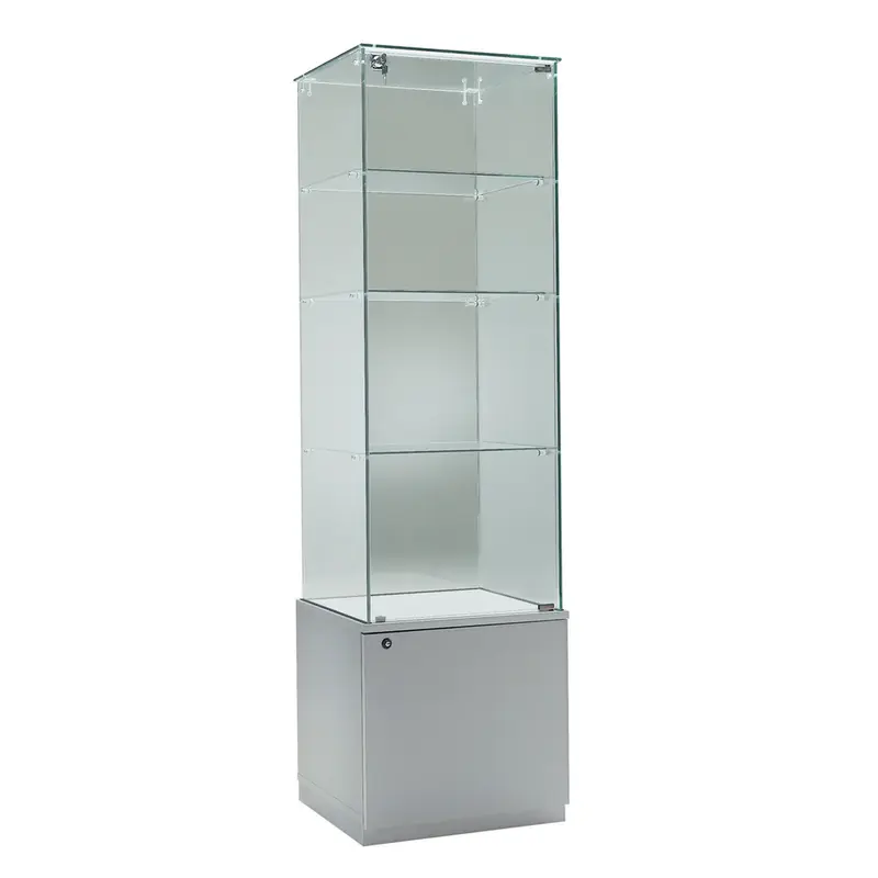 Vitrine armoire en verre trempé avec box de rangement — avec ou sans LED