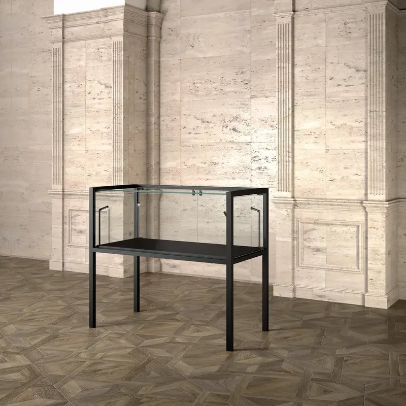 Vitrine de musée sur pieds avec éclairage LED — 120 ou 180 cm