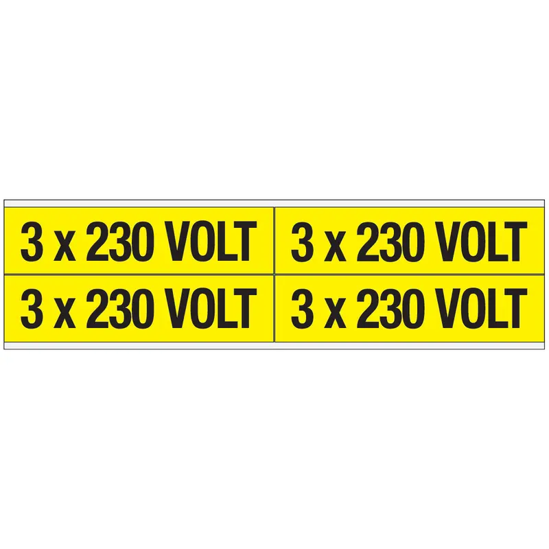 Warnschilder für die Spannungskennzeichnung - 3 x 230 VOLT