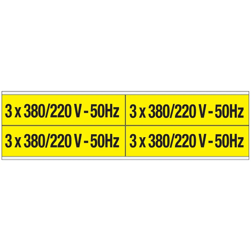 Warnschilder für die Spannungskennzeichnung - 3 x 380/220 V-50 Hz