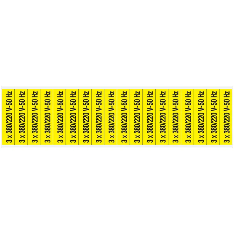 Warnschilder für die Spannungskennzeichnung - 3 x 380/220 V-50 Hz