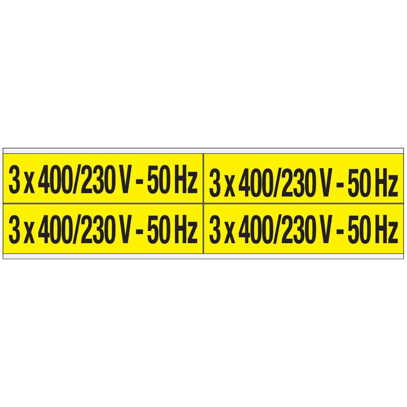 Warnschilder für die Spannungskennzeichnung - 3 x 400/230 V-50 Hz