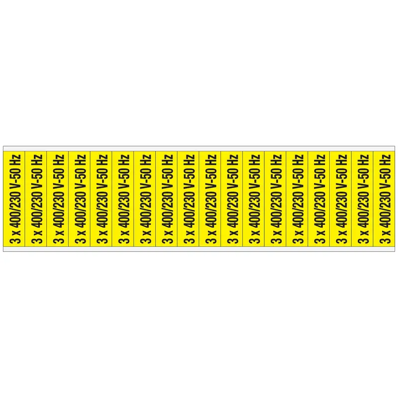 Warnschilder für die Spannungskennzeichnung - 3 x 400/230 V-50 Hz