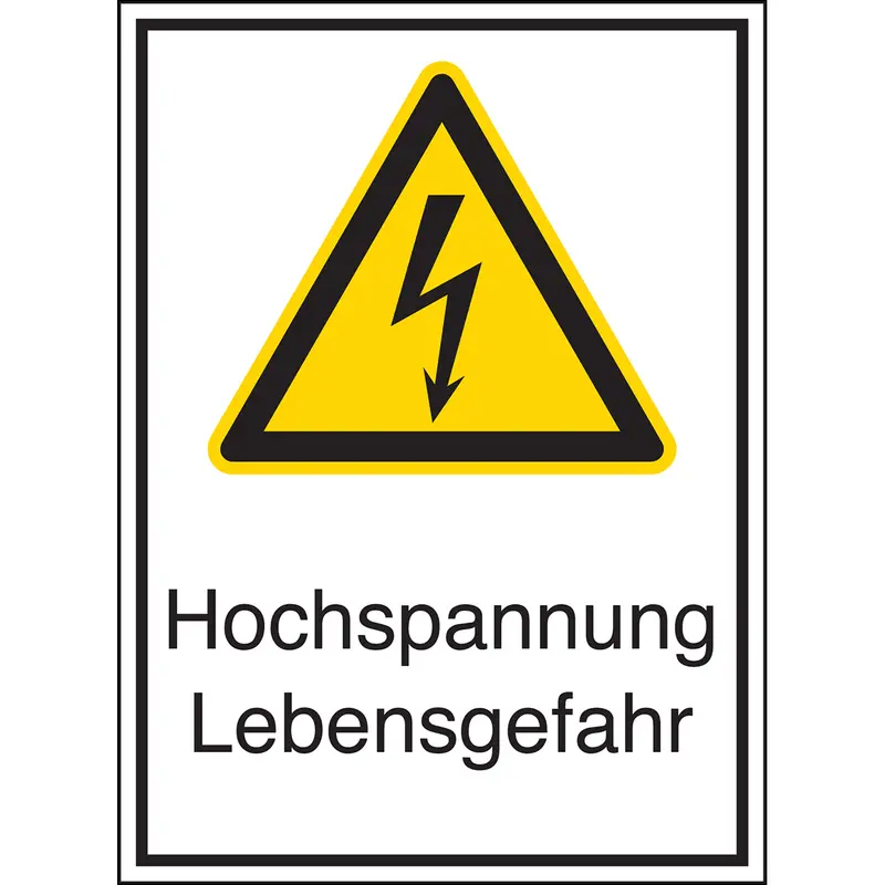 Warnschilder für Elektrische Einrichtungen - Hochspannung Lebensgefahr