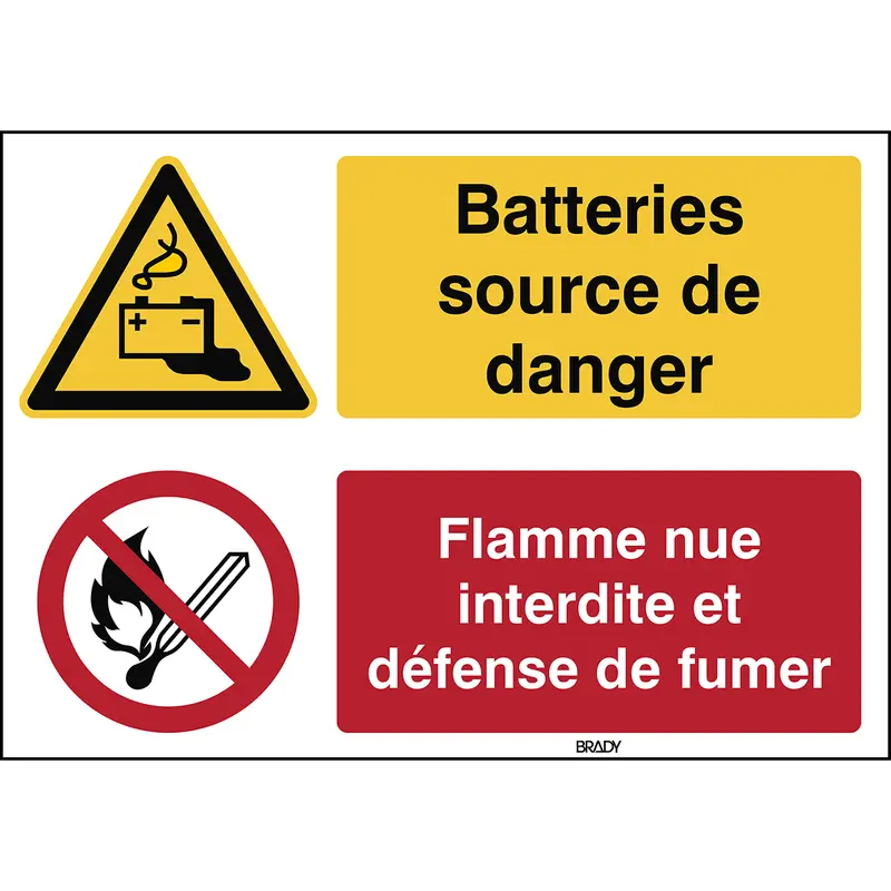 Warnung, Batterieaufladung und keine offene Flamme, Feuer, offenes Licht und Rauchen verboten - ISO 7010