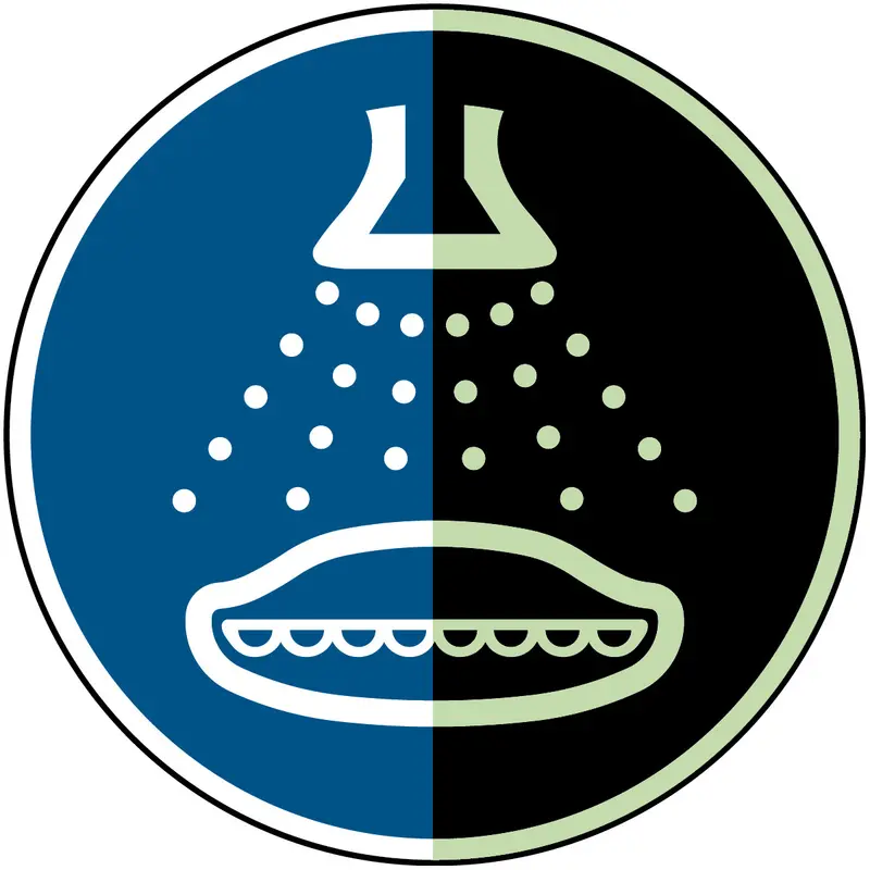 Wassersprühanlage einschalten beim Aussetzvorgang - ISO 7010