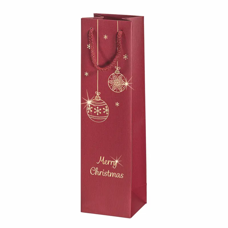 Weihnachtliche Flaschentragetasche 1er mit goldener Heißprägung