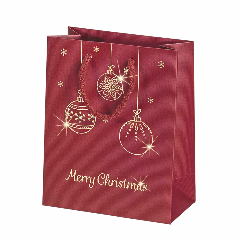 Weihnachtliche Geschenktasche mit goldener Heißprägung