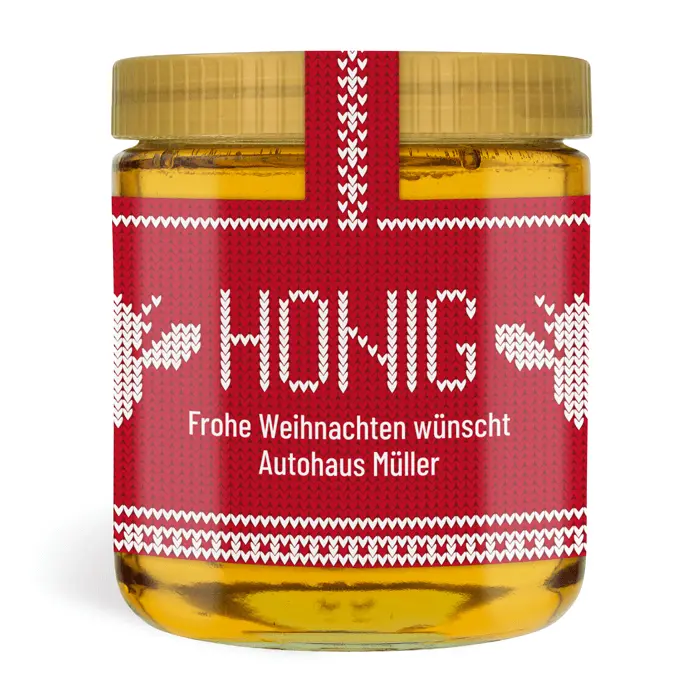 Weihnachtliche Wilma - Etikett mit Gewährverschluss 500g (Kunststoffdeckel)