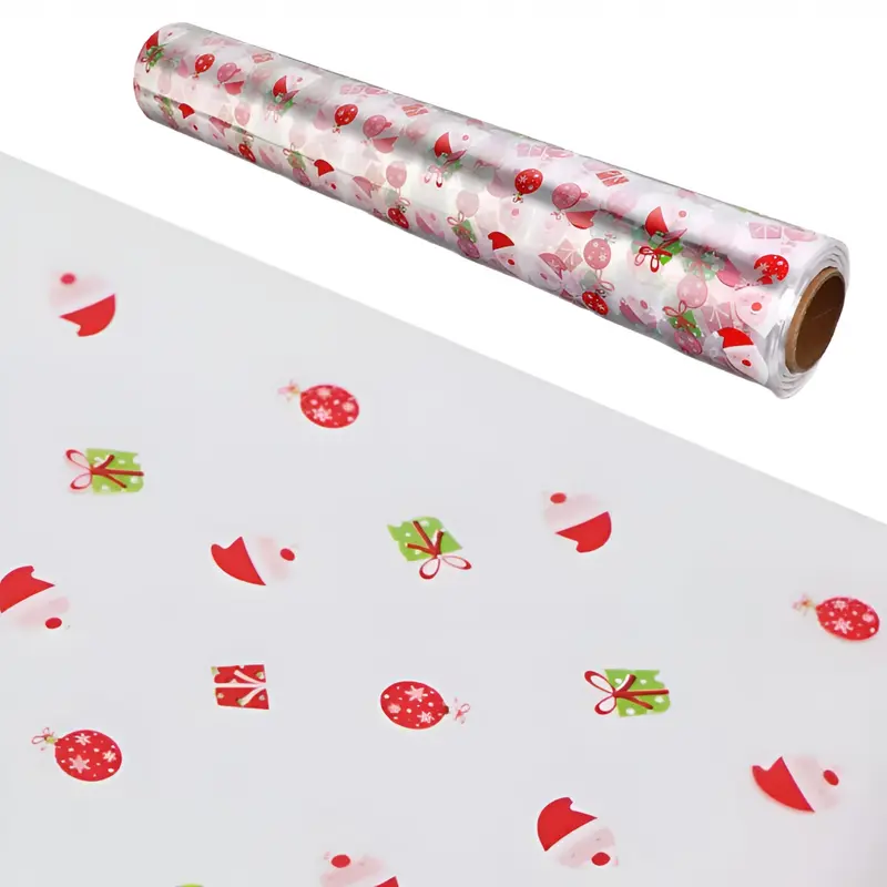Weihnachtliche Zellophanfolie zum Einpacken, transparent