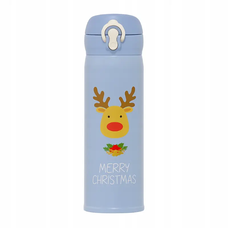 Weihnachtsblauer Rentier-Thermobecher, 500 ml