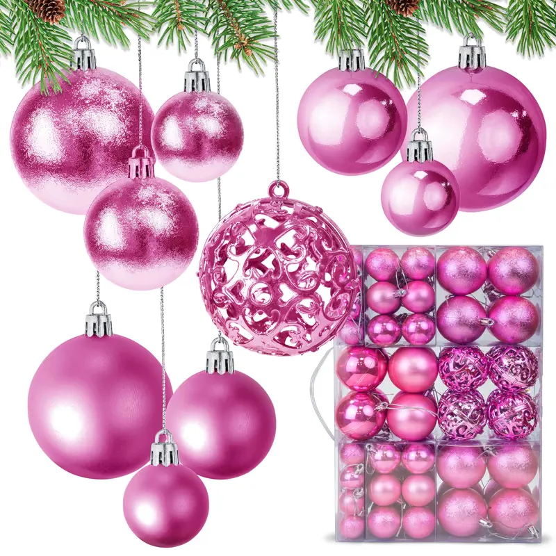 Weihnachtskugeln Set ROSA 6/4/3cm 100St.