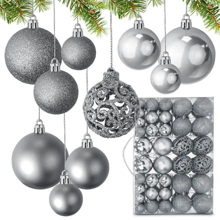 Weihnachtskugeln Set SILBER 6/4/3cm 100St.