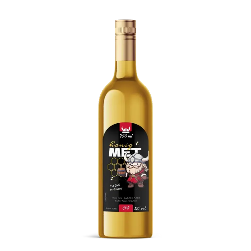 Wilder Wiki – Rechteckiges Flaschenetikett mit Abrundung 65x125mm für 750ml Met