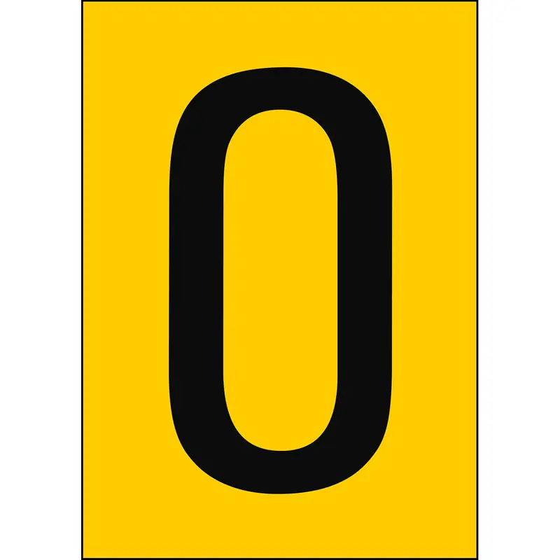 Zahlen & Buchstaben A4 - Gelb/Schwarz - 0 - B-7541 (Laminierter Polyester)