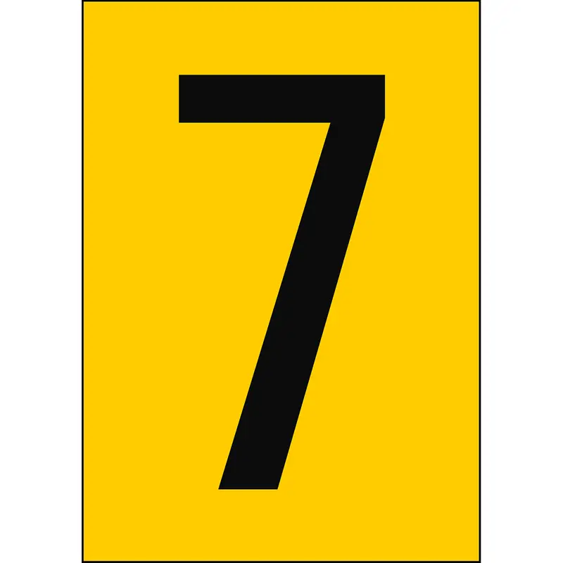 Zahlen & Buchstaben A4 - Gelb/Schwarz - 7 - B-7541 (Laminierter Polyester)