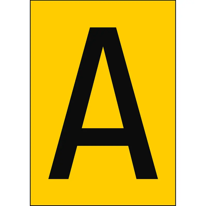 Zahlen & Buchstaben A4 - Gelb/Schwarz - A - B-7541 (Laminierter Polyester)