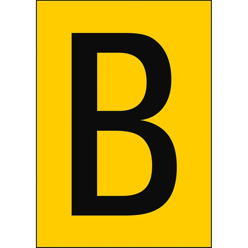 Zahlen & Buchstaben A4 - Gelb/Schwarz - B - B-7541 (Laminierter Polyester)