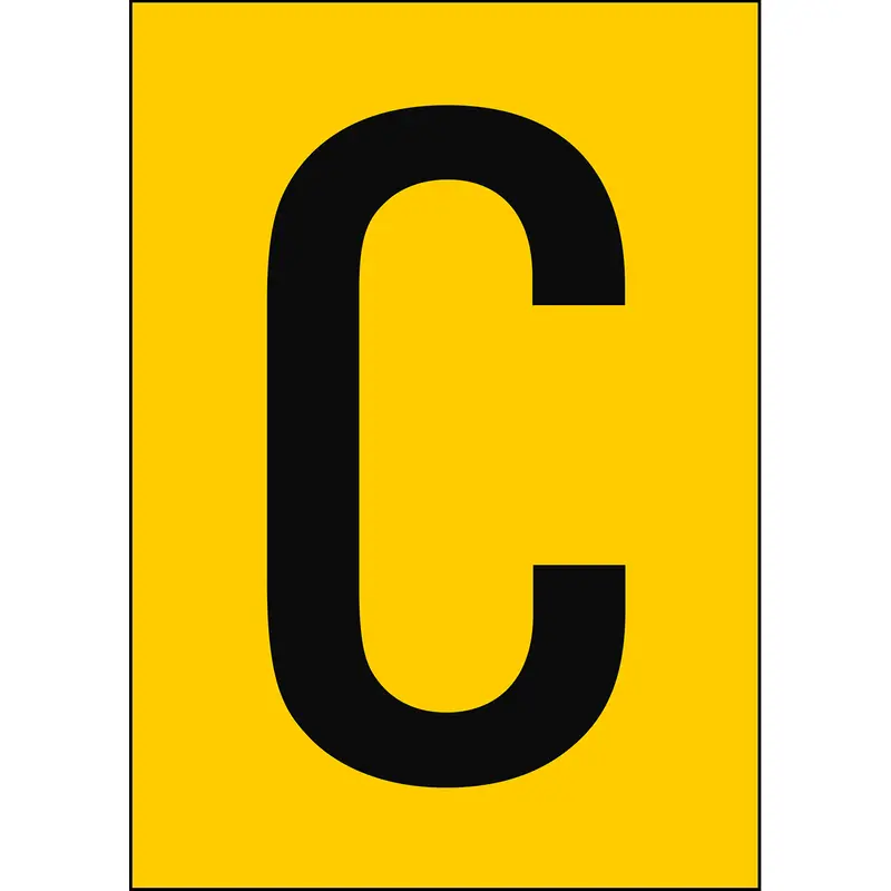 Zahlen & Buchstaben A4 - Gelb/Schwarz - C - B-7541 (Laminierter Polyester)