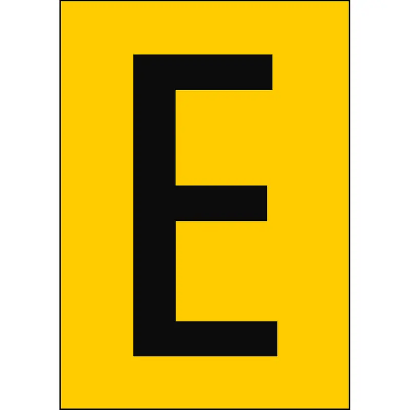 Zahlen & Buchstaben A4 - Gelb/Schwarz - E - B-7541 (Laminierter Polyester)