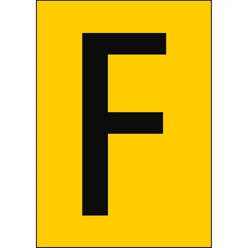Zahlen & Buchstaben A4 - Gelb/Schwarz - F - B-7541 (Laminierter Polyester)