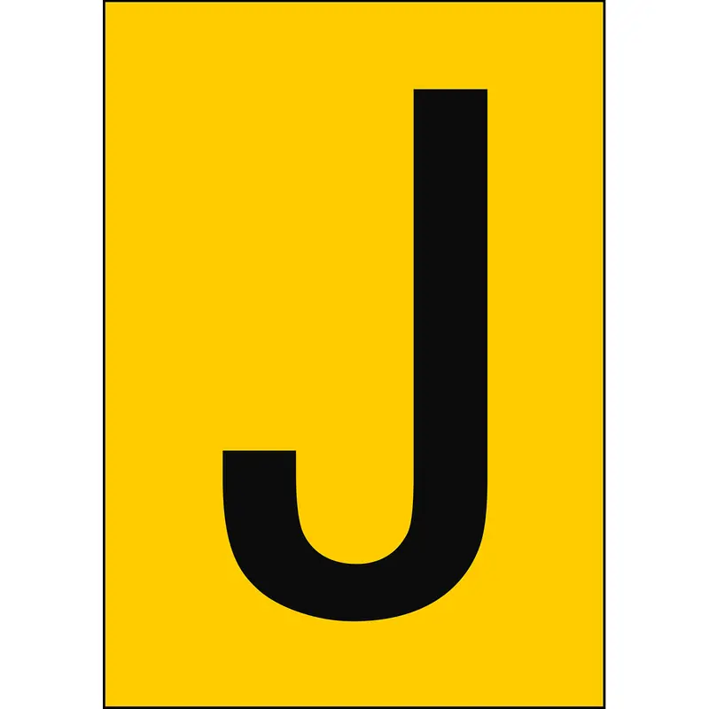 Zahlen & Buchstaben A4 - Gelb/Schwarz - J - B-7541 (Laminierter Polyester)