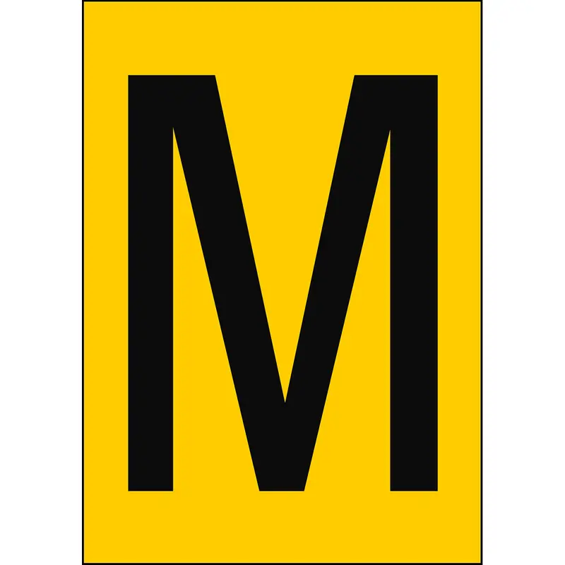 Zahlen & Buchstaben A4 - Gelb/Schwarz - M - B-7541 (Laminierter Polyester)