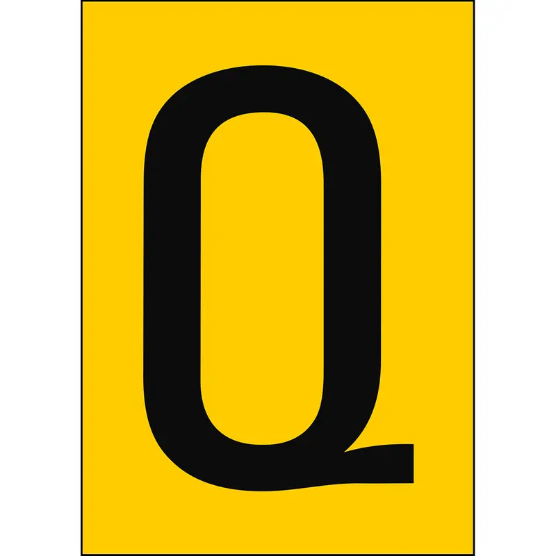 Zahlen & Buchstaben A4 - Gelb/Schwarz - Q - B-7541 (Laminierter Polyester)