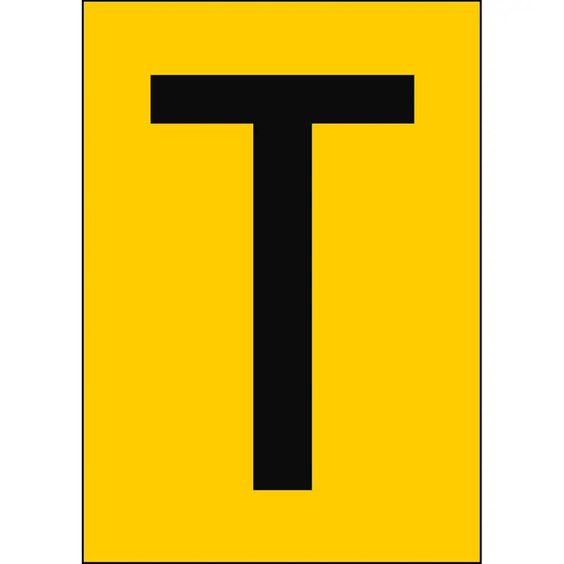 Zahlen & Buchstaben A4 - Gelb/Schwarz - T - B-7541 (Laminierter Polyester)