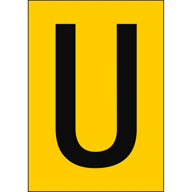 Zahlen & Buchstaben A4 - Gelb/Schwarz - U - B-7541 (Laminierter Polyester)
