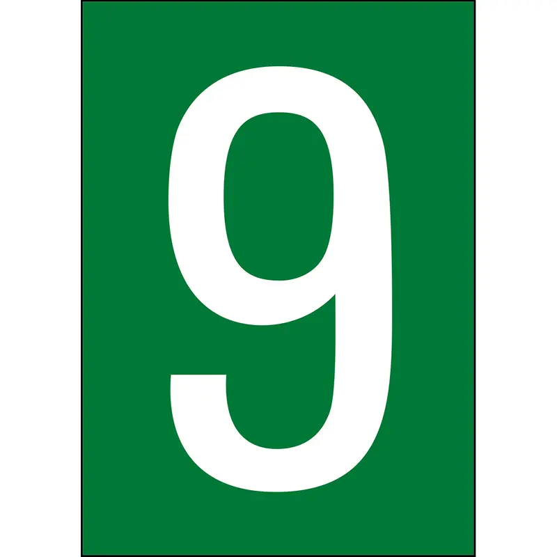 Zahlen & Buchstaben A4 - Grün/Weiss - 9 - B-859 (Magnetische Folie)