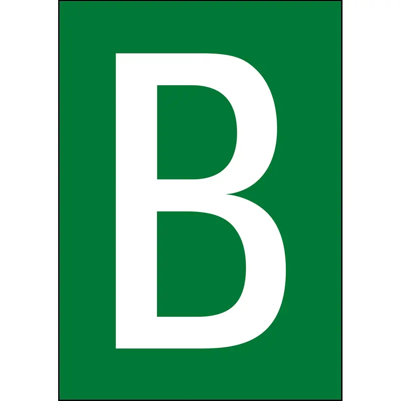 Zahlen & Buchstaben A4 - Grün/Weiss - B - B-7541 (Laminierter Polyester)