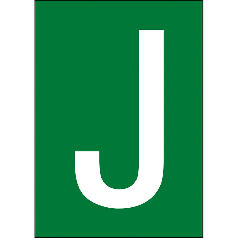 Zahlen & Buchstaben A4 - Grün/Weiss - J - B-7541 (Laminierter Polyester)