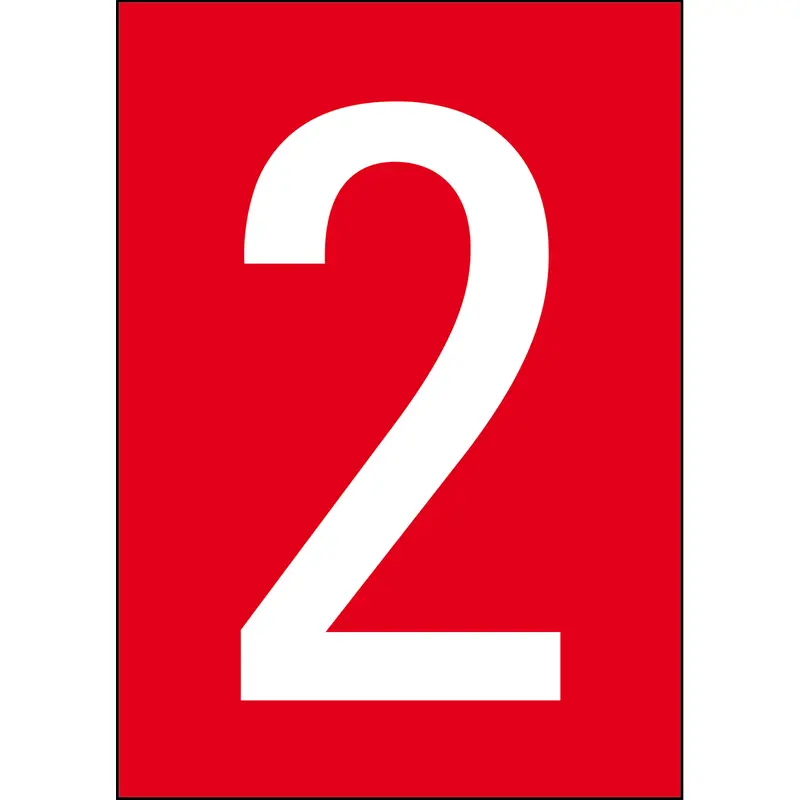 Zahlen & Buchstaben A4 - Rot/Weiss - 2 - B-7541 (Laminierter Polyester)