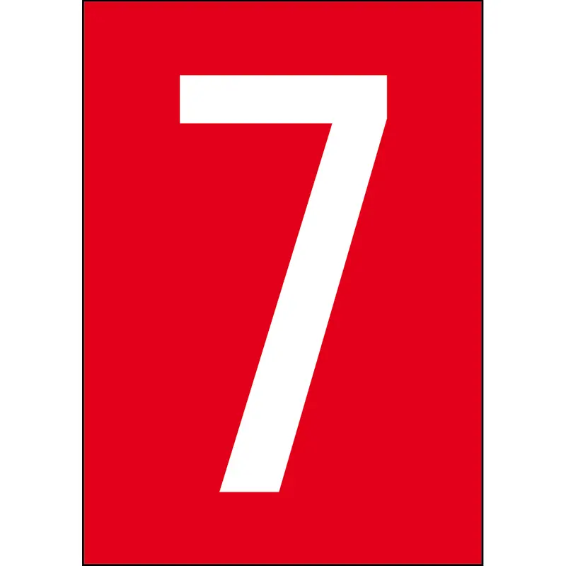 Zahlen & Buchstaben A4 - Rot/Weiss - 7 - B-859 (Magnetische Folie)