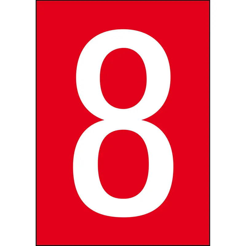 Zahlen & Buchstaben A4 - Rot/Weiss - 8 - B-859 (Magnetische Folie)